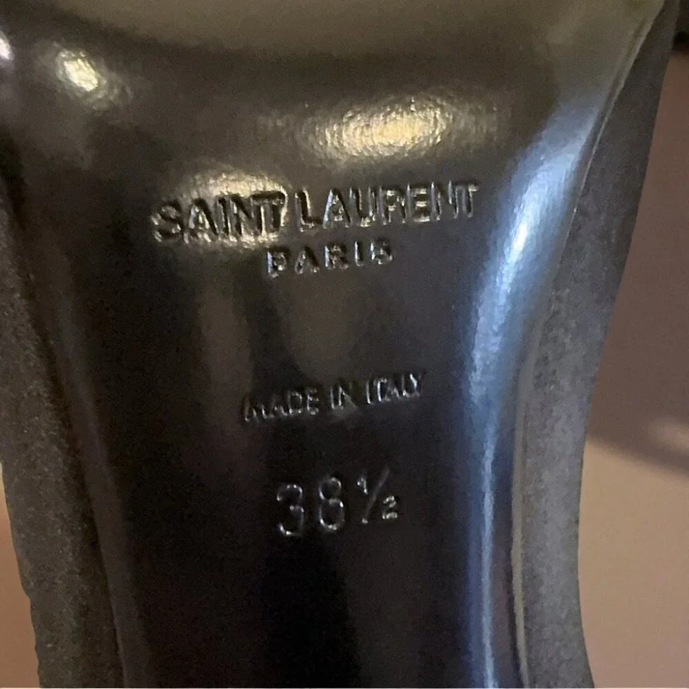 NIB Authentic Saint Laurent Black Frankly 115 Satin Peep Pump Sandals - Picture 7 of 16